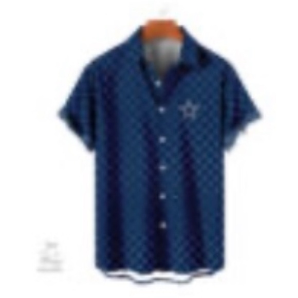 Dallas Cowboys Men's Blue Patterned Shirt size M, but fits like a large. NEW! - Picture 1 of 4
